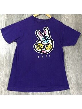 NEFF  HAPPY EMOJI PEACE SIGN T-shirt Men’s Sz M Purple